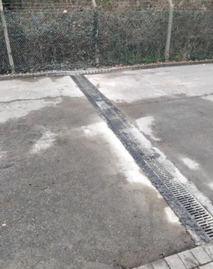 ACO rainwater drain repair completed channel drain from an angle