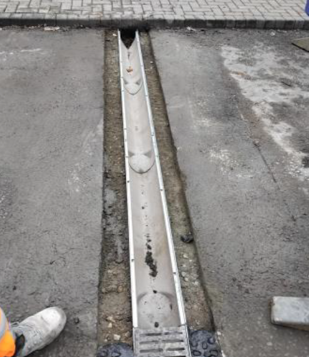 ACO rainwater drain repair replacement channel before reinstatement